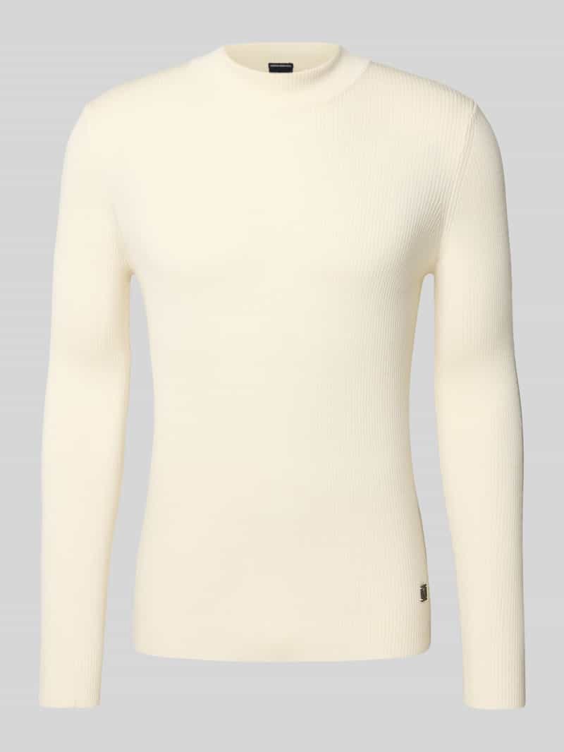 Sweter z dzianiny z prążkowanymi wykończeniami model ‘Donteo’