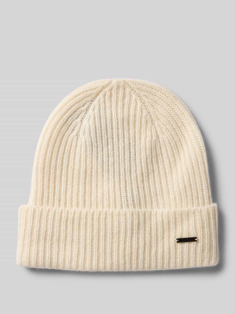 Czapka z dzianiny z kaszmiru z detalem z logo model ‘FENOL’