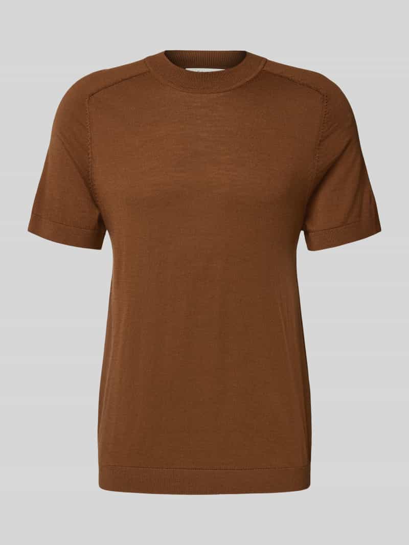 T-shirt o kroju regular fit z czystej wełny