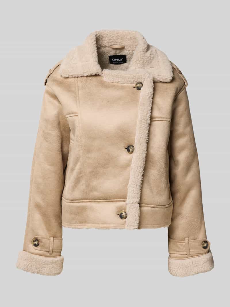 Kurtka o kroju regular fit z imitacji skóry welurowej model ‘YLVA’