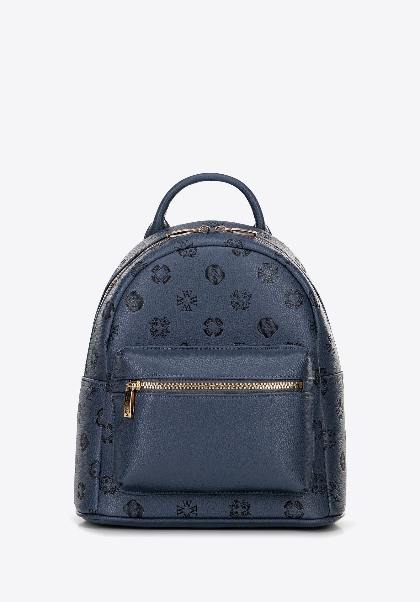 Damski plecak z imitacji skóry w tłoczenie granatowy