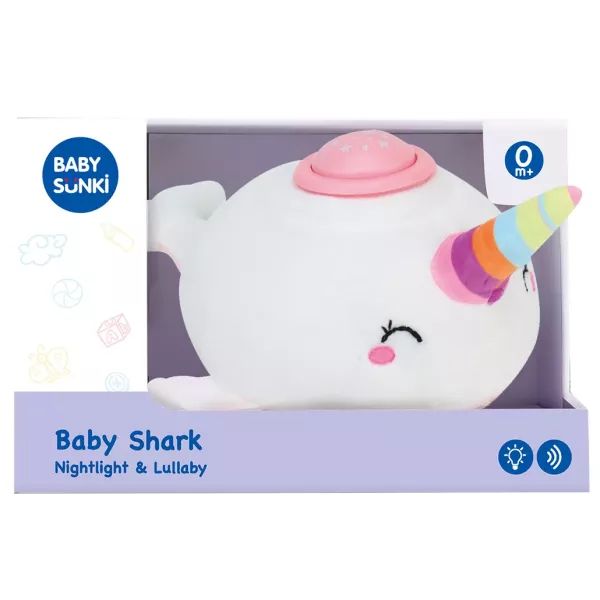 Pluszowy usypiający narwal z efektami dźwiękowymi i świetlnymi - 20 cm