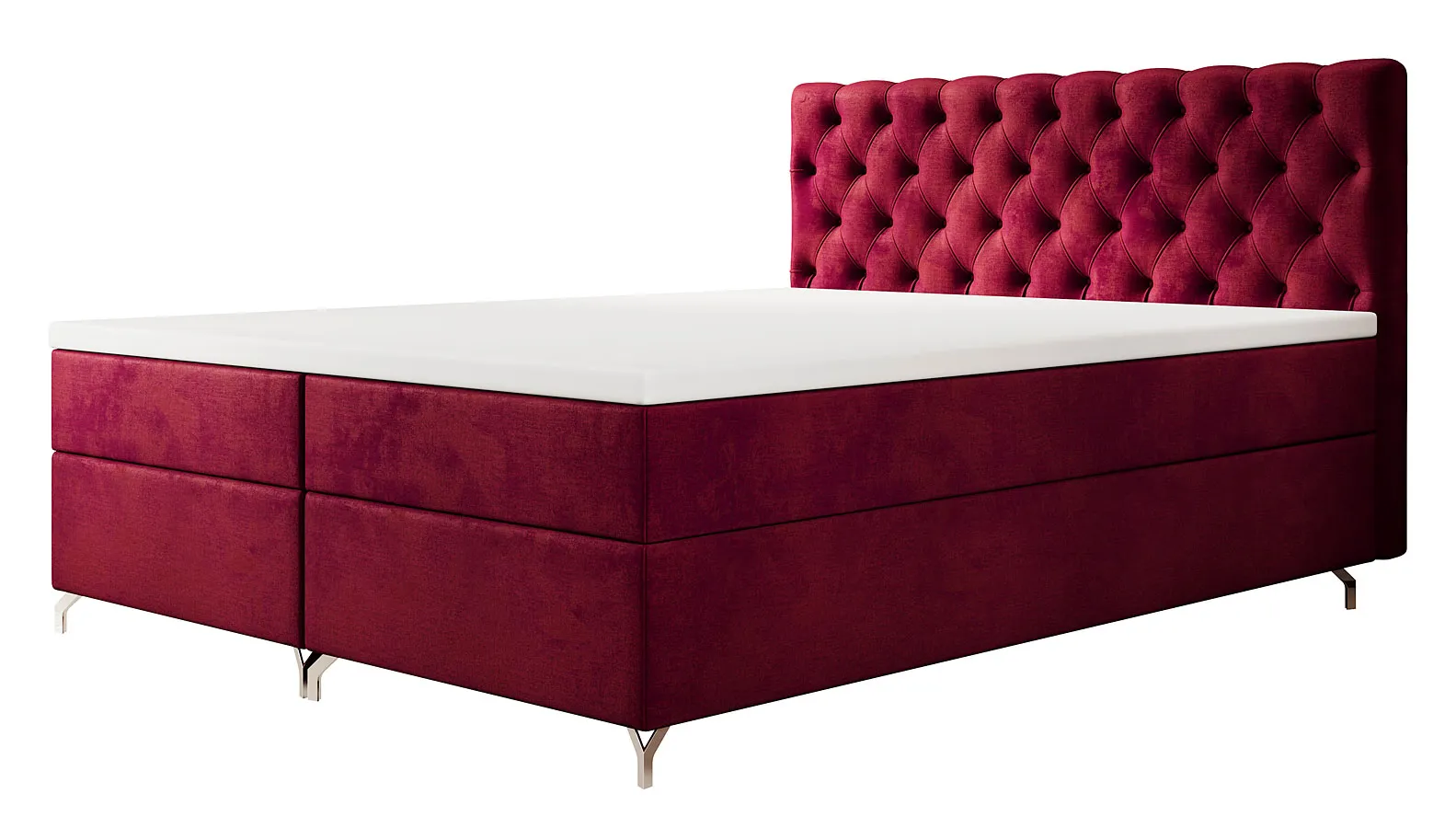 Czerwone tapicerowane welurem łóżko 4 rozmiary F8-W18