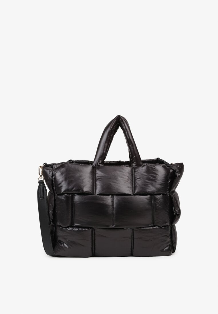 Czarna Pikowana Torebka Shopperka z Efektem 3D Vamirre