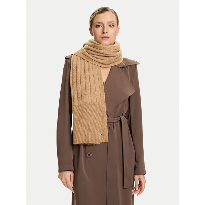Szalik Tommy Hilfiger Flag Fluffy AW0AW17787 Beżowy