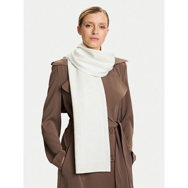 Szalik Calvin Klein Emblem Aop Jcq Fine Rib Scarf LV04D8051G Beżowy