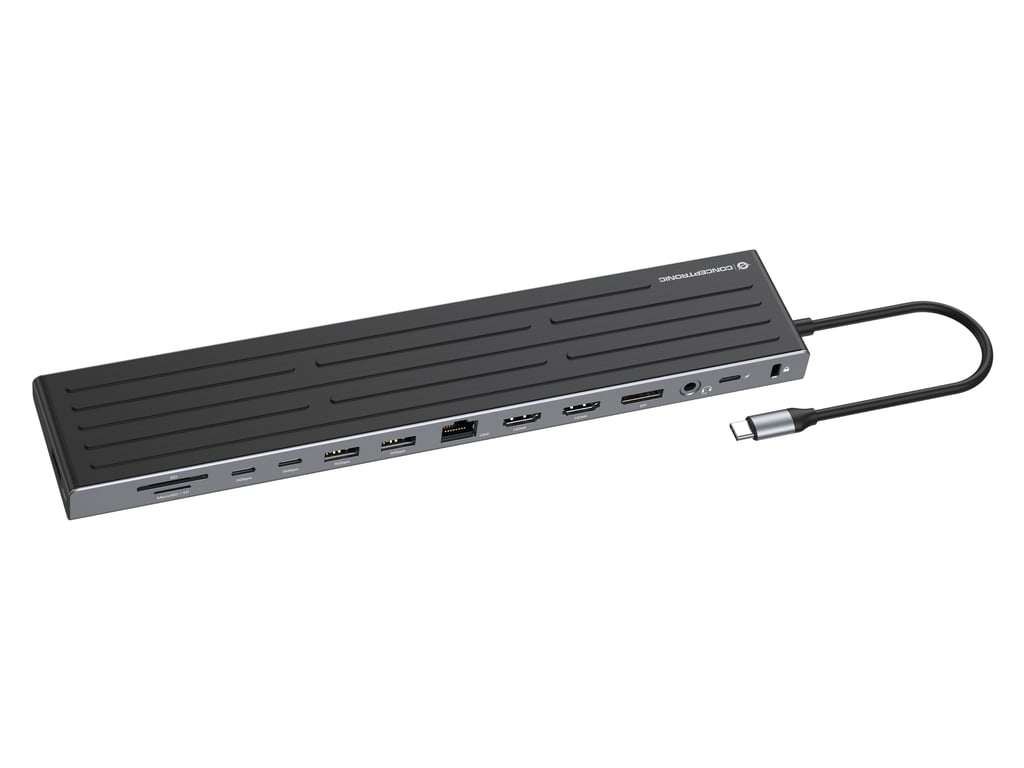 Conceptronic DONN32B stacja dokująca Przewodowa USB 3.2 Gen 1 (3.1 Gen 1) Type-C Szary, Srebrny