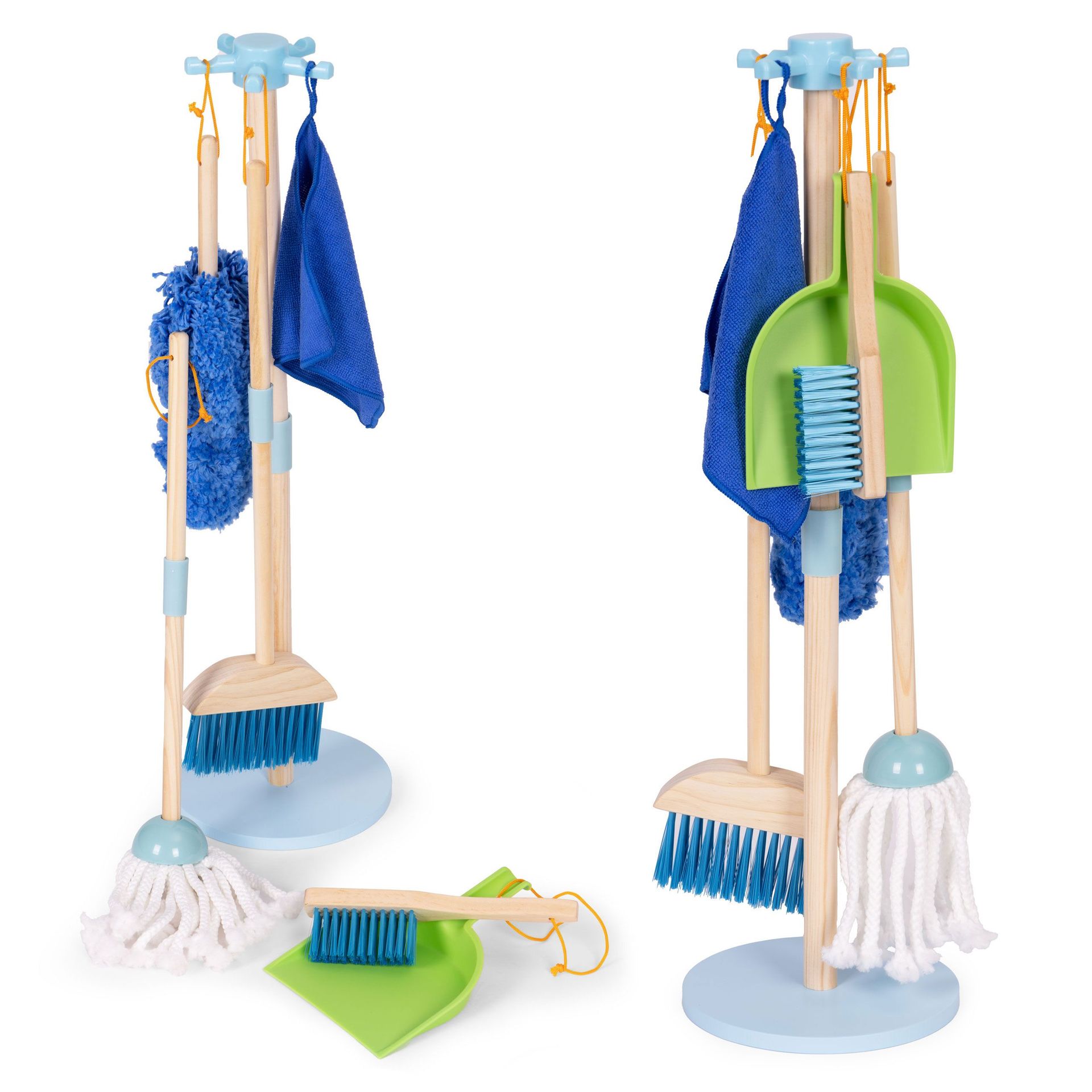 Drewniany zestaw do sprzątania dla dzieci mop zmiotka z szufelką 7 elementów Ecotoys - zabawka