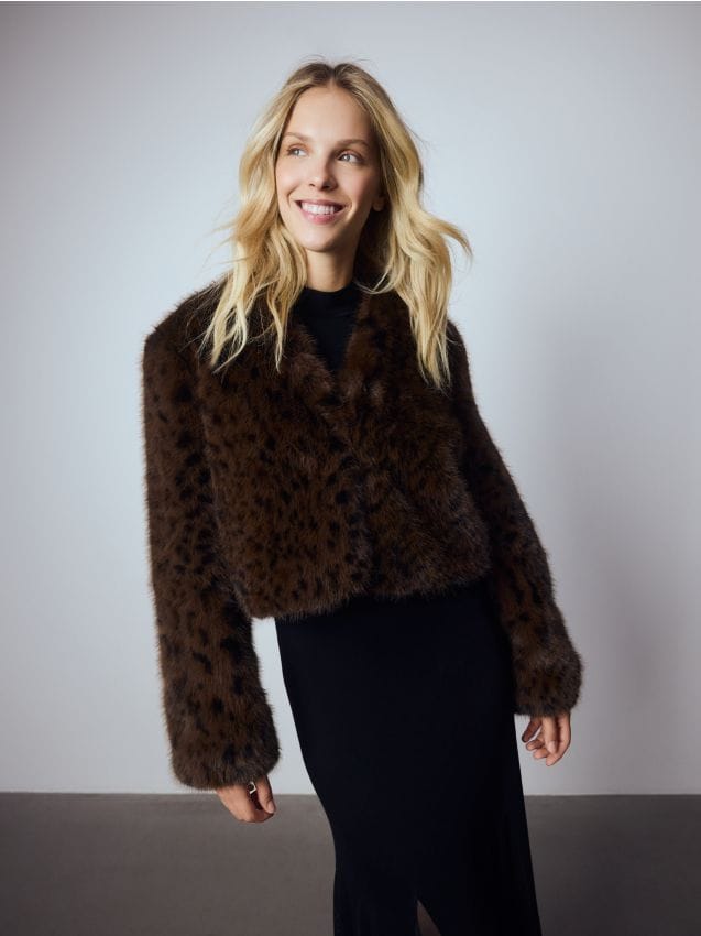 Reserved - Kurtka z imitacji futra - wielobarwny