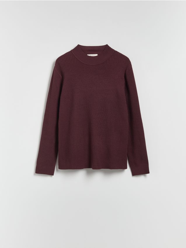 Reserved - Prążkowany sweter - mahoniowy