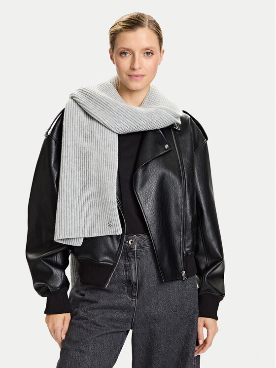 Calvin Klein Szalik Ck Metal Wool Rib Scarf LV04D8056G Szary