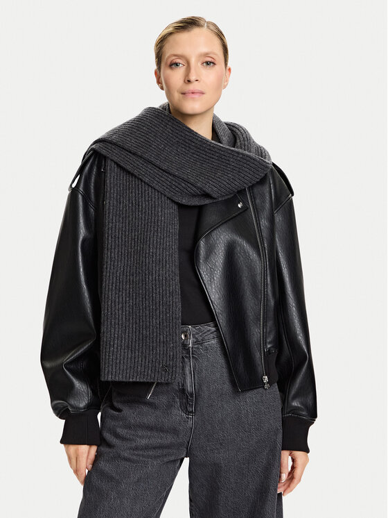 Calvin Klein Szalik Ck Metal Wool Rib Scarf LV04D8056G Szary