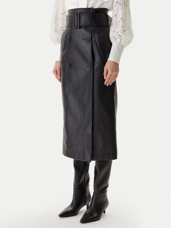 Morgan Spódnica z imitacji skóry 242-JADY Czarny Regular Fit