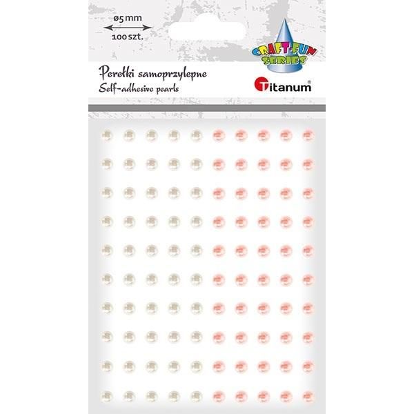 Perełki samoprzylepne 5mm 100 szt białe bladoróżowe