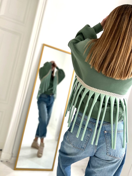 Affair / bawełniana bluza boho z frędzlami