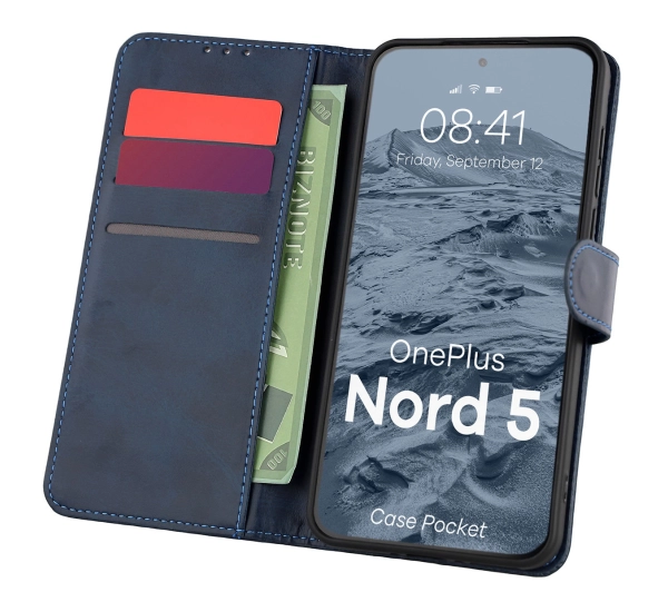 Bizon z klapką Pocket do OnePlus Nord 5 Blue Granatowy