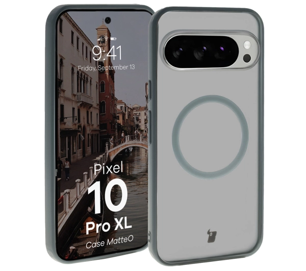 Bizon MatteO z MagSafe do Google Pixel 10 Pro XL Półprzezroczyste z szarą ramką