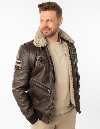 Brązowa ocieplana kurtka skórzana - Starpilot 2.0