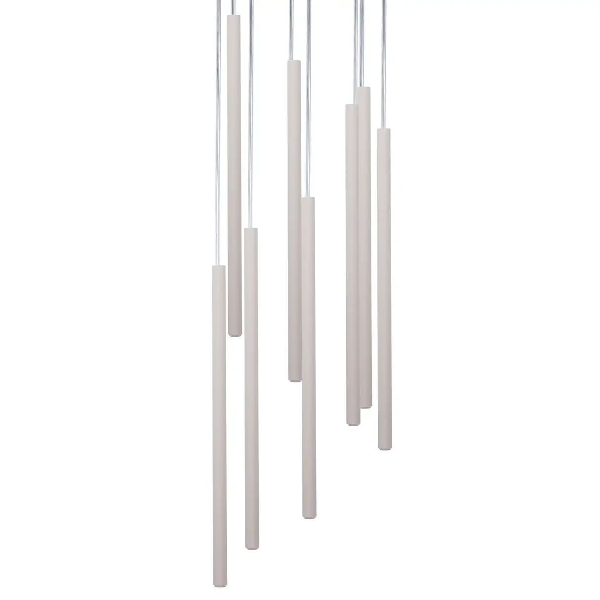 Żyrandol do jadalni Sopel 8 41464 metalowe tubki szara beżowa