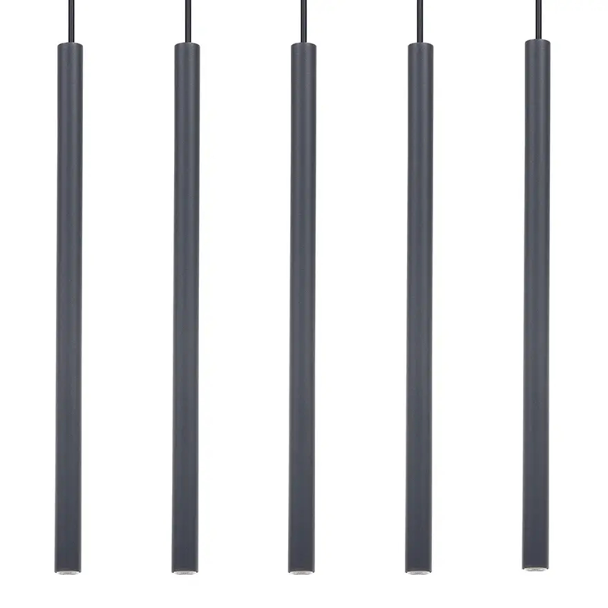 Podłużna lampa wisząca Sopel 5 41458 nad stół grafitowy