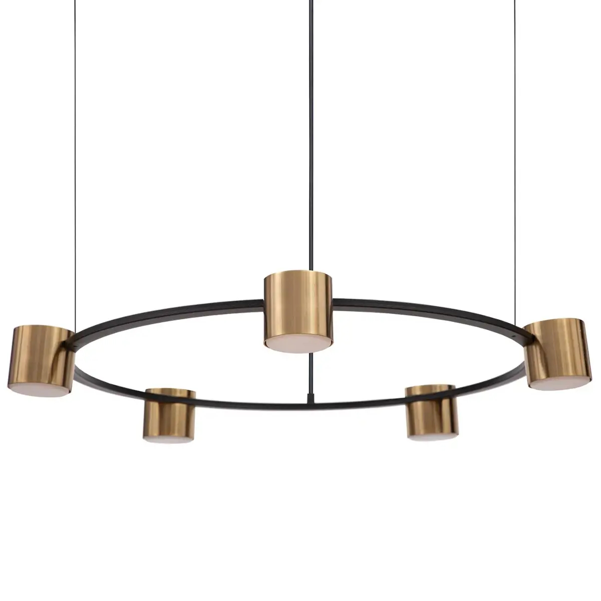 Nowoczesny żyrandol Kodo 5 41329 pierścień tubki czarny złoty