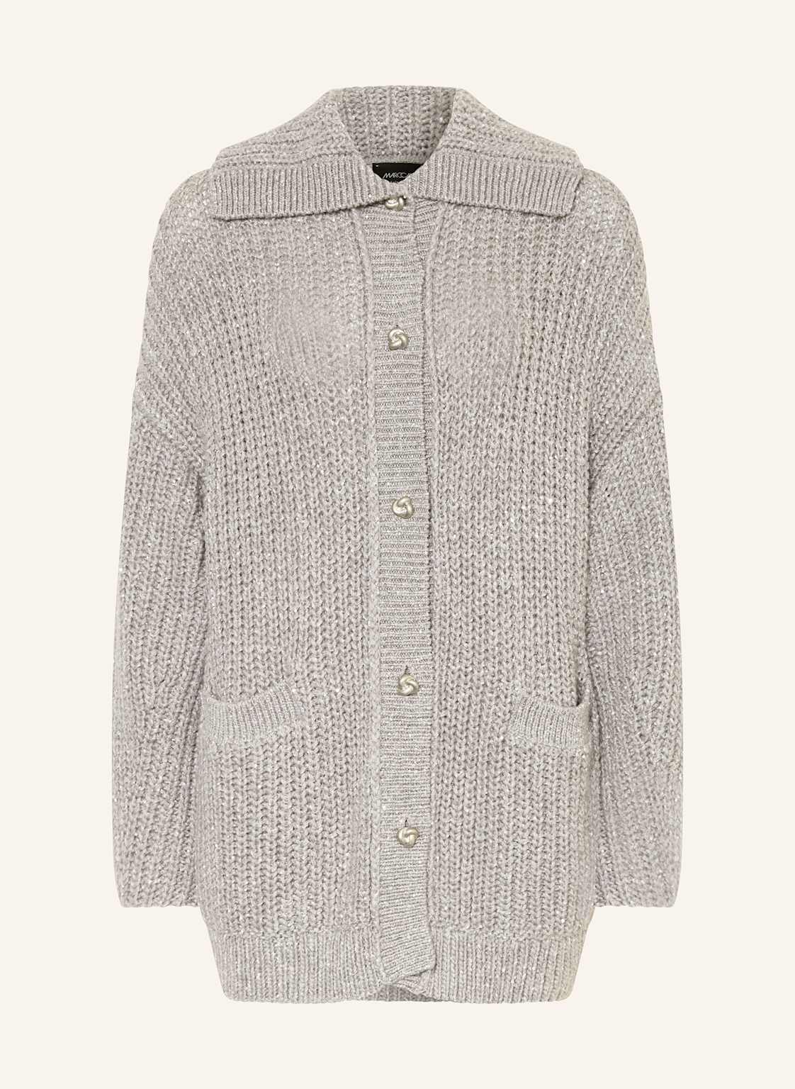 Marc Cain Kardigan Oversize Z Kaszmirem I Cekinami grau
