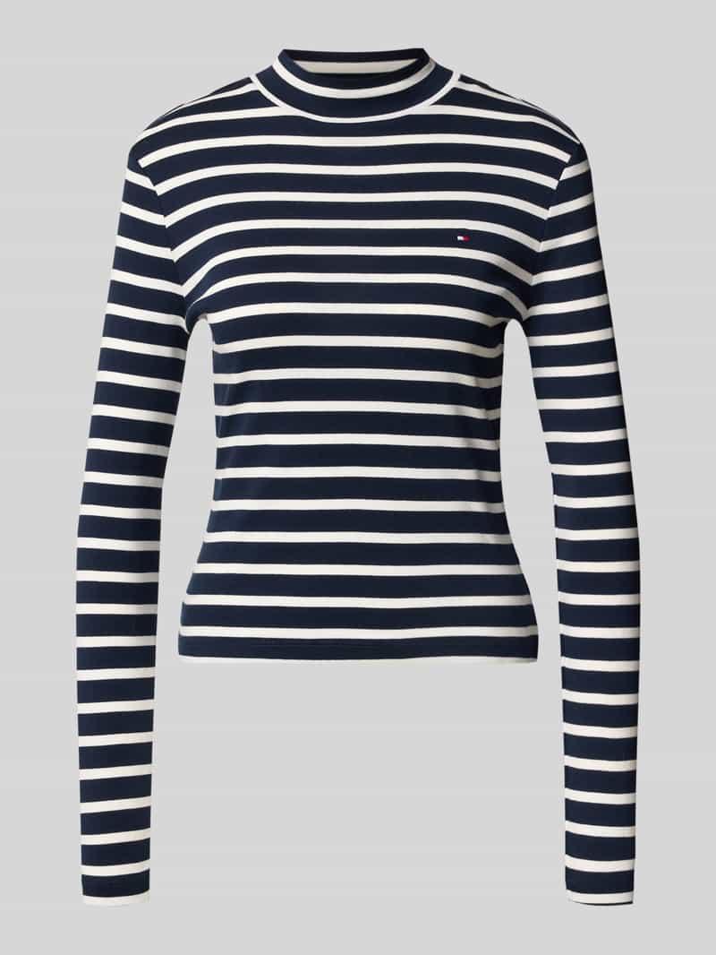 Bluzka z długim rękawem o kroju slim z czystej bawełny