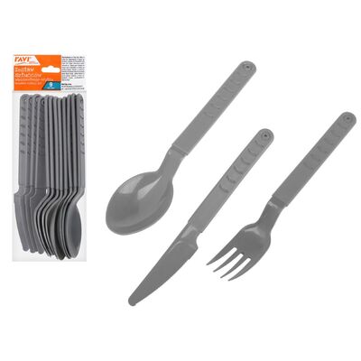 Zestaw sztućców Simple Solution wielokrotnego użytku 9 sztuk szary