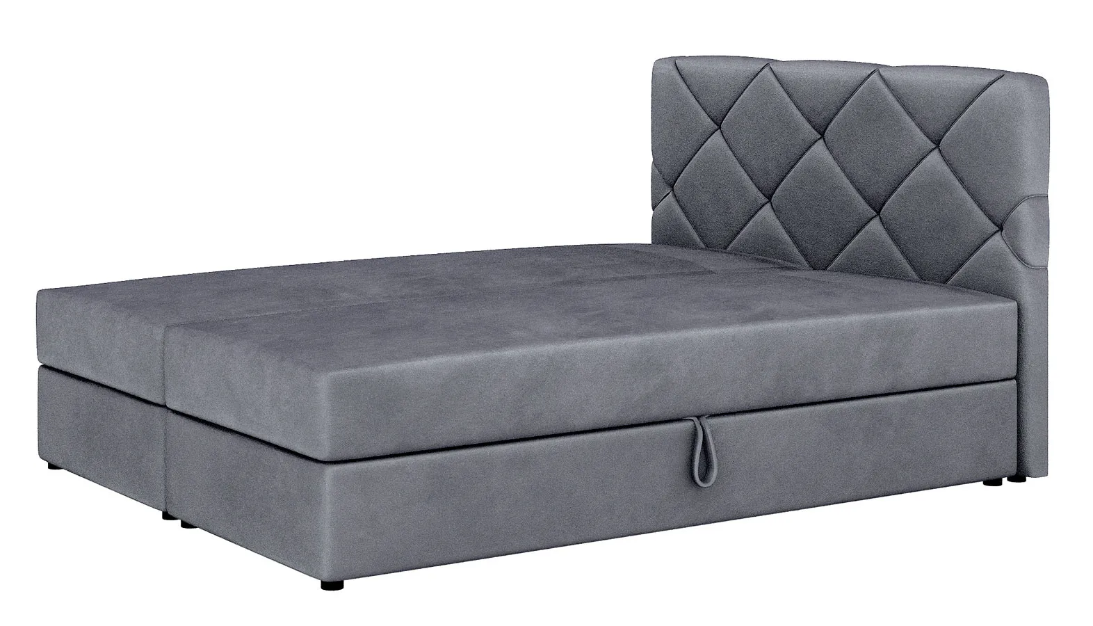 Szare welurowe łóżko kontynentalne 4 rozmiary L6-C98