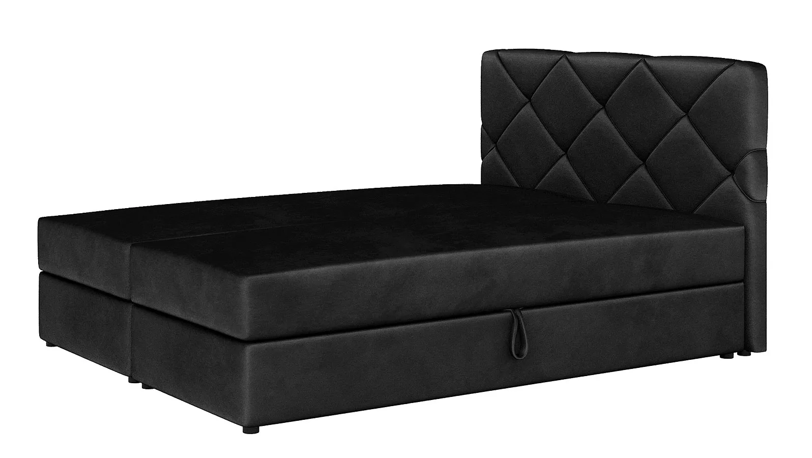 Czarne welurowe łóżko z pikowanym zagłówkiem 4 rozmiary H6-D85