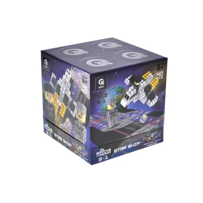 Klocki konstrukcyjne Block&Steps Statek kosmiczny + Gra planszowa 3w1