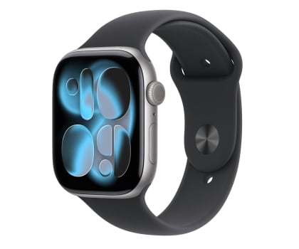 Apple Watch 11 GPS + Cellular 46mm z aluminium gwiezdna szarość pasek sportowy S/M Czarny