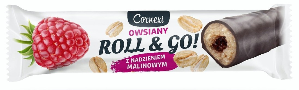 Owsiany Roll&Go malina 30g