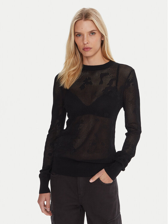 G-Star Raw Sweter Pointelle D27724-B754 Czarny Regular Fit