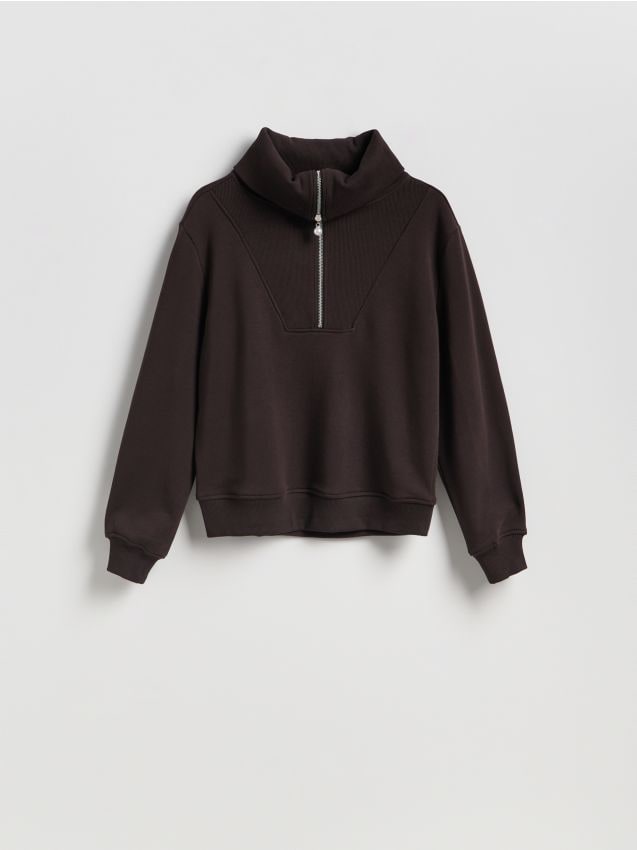 Reserved - Bluza z wysokim golfem - ciemnobrązowy