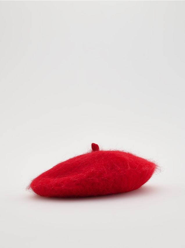 Reserved - Beret z wełną - czerwony