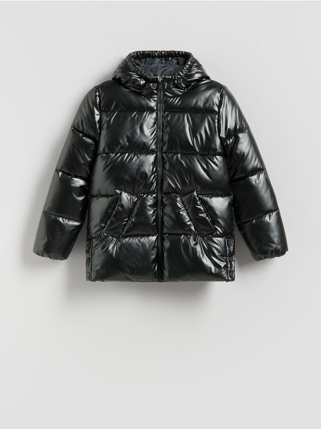 Reserved - Pikowana kurtka z połyskiem - ciemnoszary