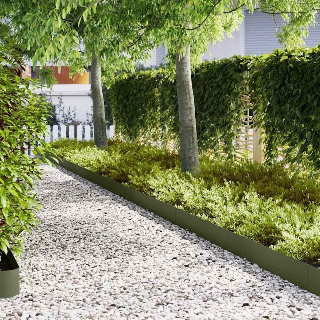 Krawężniki Lumarko Ogrodowe 20 szt. oliwkowe, 100 x 0.5 x 20 cm ze stali.