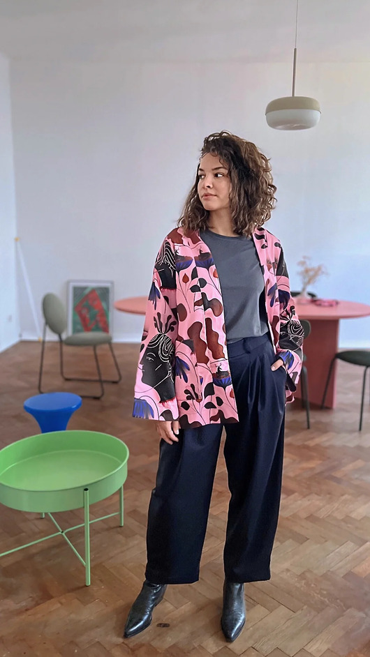 Dwustronne kimono Marsala
