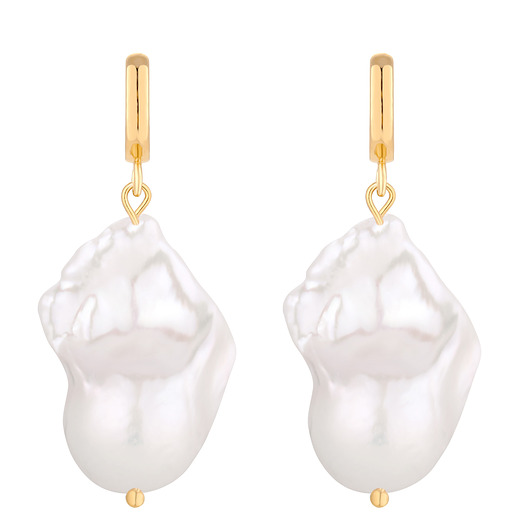 Złote kolczyki z barokowymi perłami