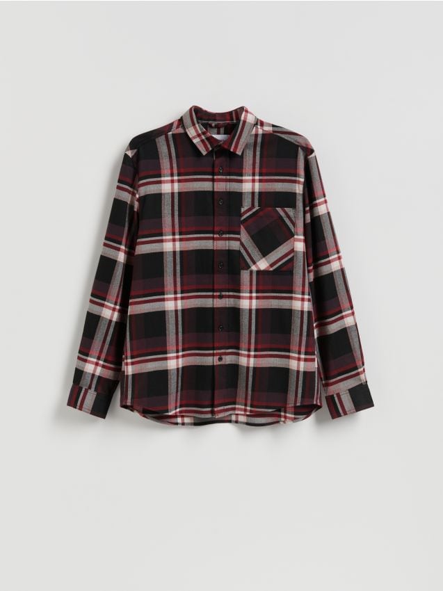 Reserved - Koszula regular fit w kratę - czerwony