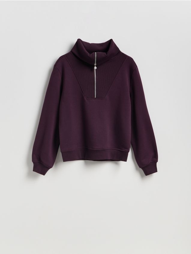 Reserved - Bluza z wysokim golfem - ciemnofioletowy