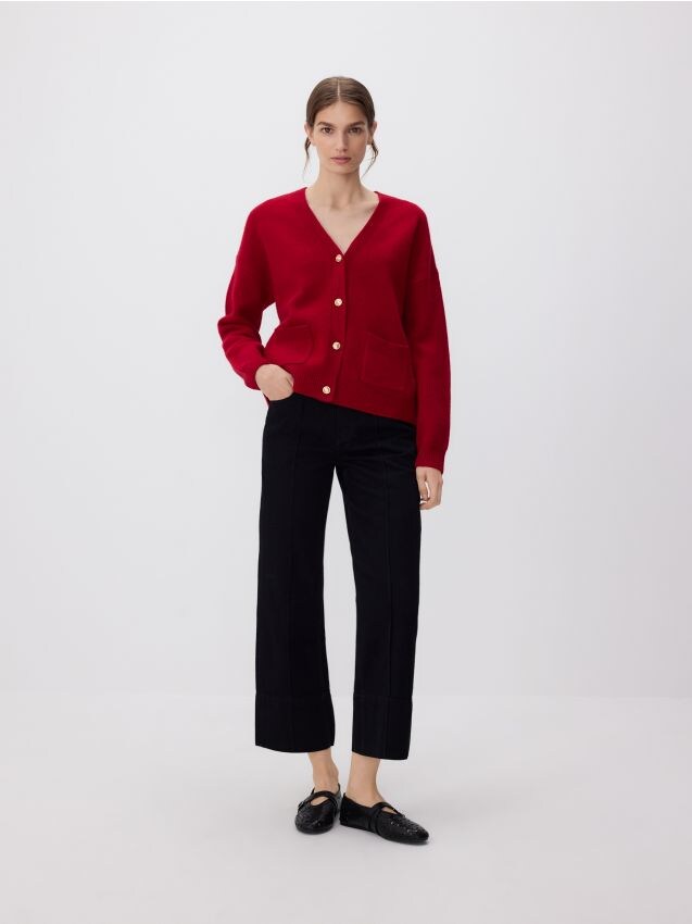 Reserved - Wełniany kardigan - czerwony