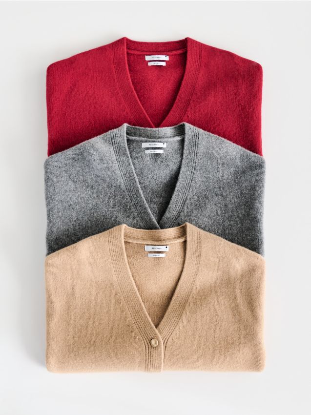 Reserved - Wełniany kardigan - brązowy