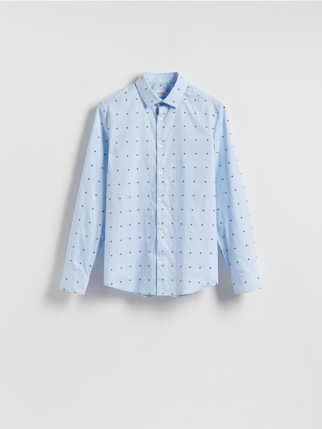 Reserved - Bawełniana koszula slim fit - jasnoniebieski