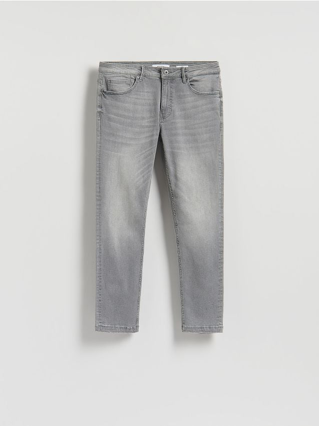 Reserved - Jeansy slim z efektem sprania - jasnoszary
