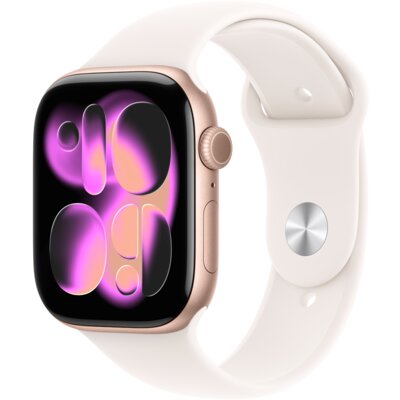Apple Watch 11 GPS 46mm koperta z aluminium różowe złoto pasek sportowy M/L Różowy