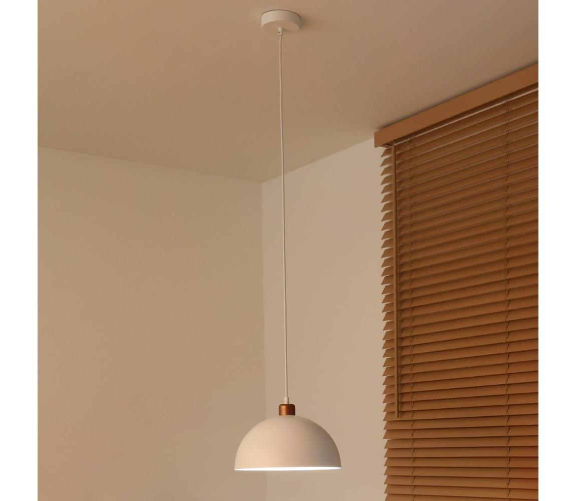 Duolla - Lampa wisząca na przewodzie IRONLINE 1xE27/15W/230V śr. 27 cm biała/miedziana