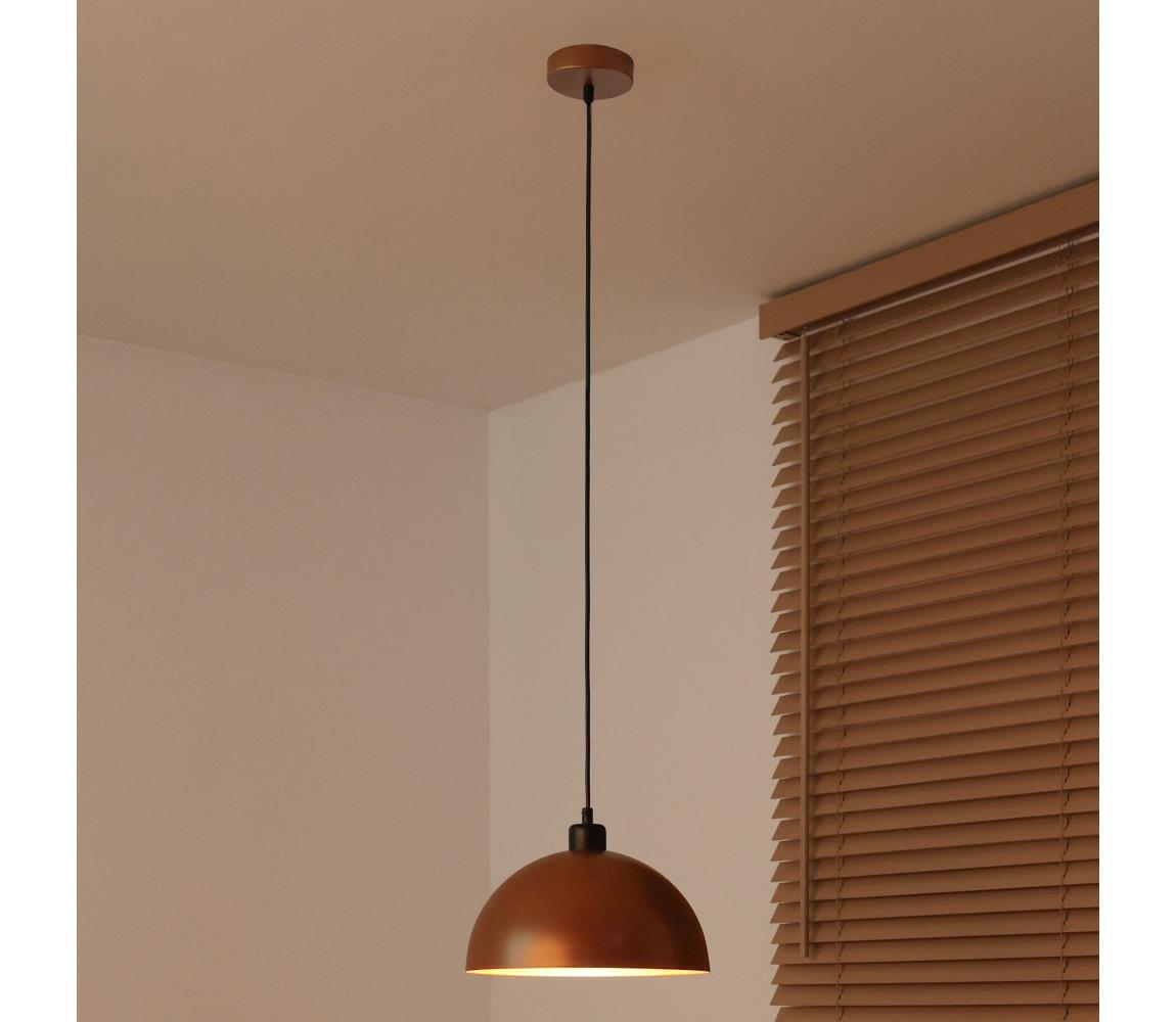 Duolla - Lampa wisząca na lince IRONLINE 1xE27/15W/230V Ø 27 cm miedziany/czarny