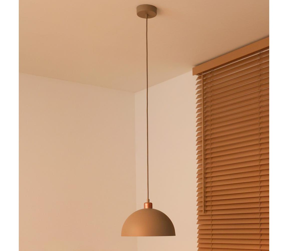 Duolla - Lampa wisząca na lince IRONLINE 1xE27/15W/230V śr. 27 cm beżowa/miedziana